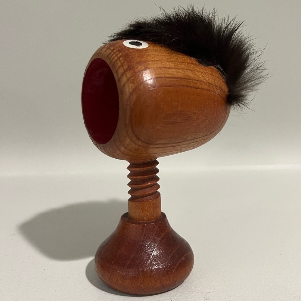 MCM Vintage Rabbit Hair Guy Teak Wood Hand Turn Wooden Nutcracker Screw …
